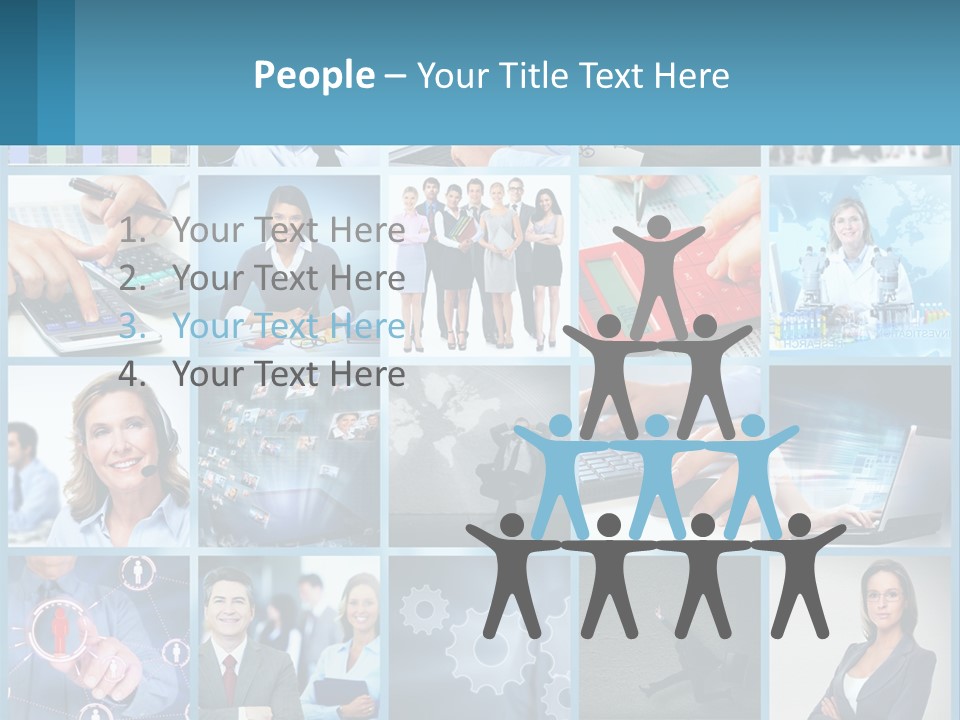 A Collage Of Business Images With A Woman Holding A Cell Phone PowerPoint Template