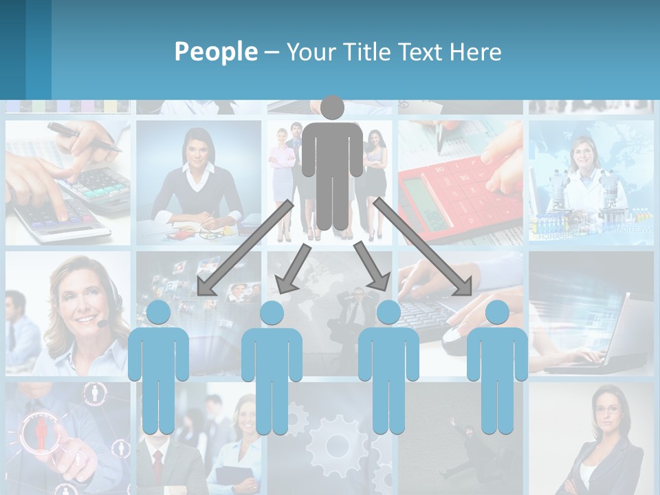 A Collage Of Business Images With A Woman Holding A Cell Phone PowerPoint Template