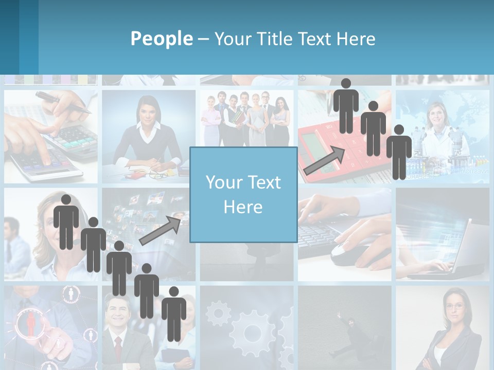 A Collage Of Business Images With A Woman Holding A Cell Phone PowerPoint Template