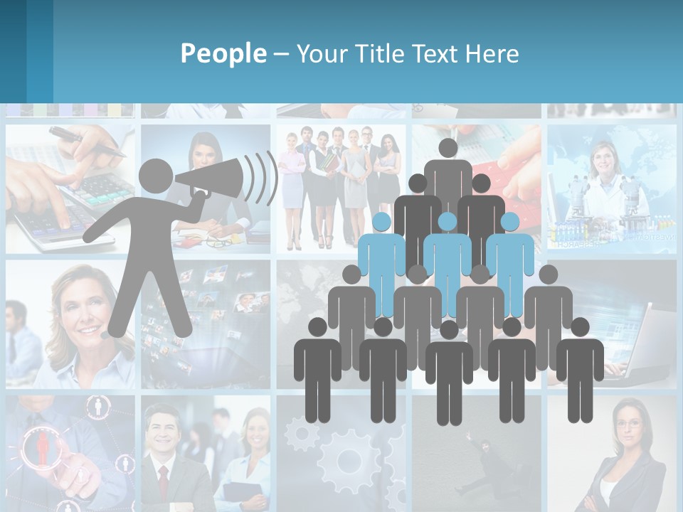 A Collage Of Business Images With A Woman Holding A Cell Phone PowerPoint Template