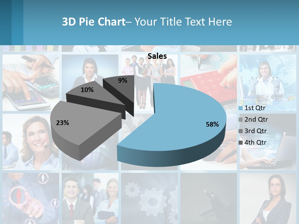 A Collage Of Business Images With A Woman Holding A Cell Phone PowerPoint Template