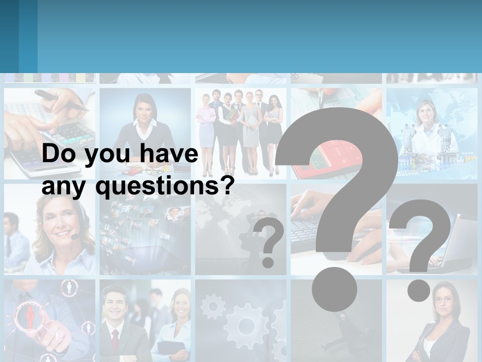 A Collage Of Business Images With A Woman Holding A Cell Phone PowerPoint Template