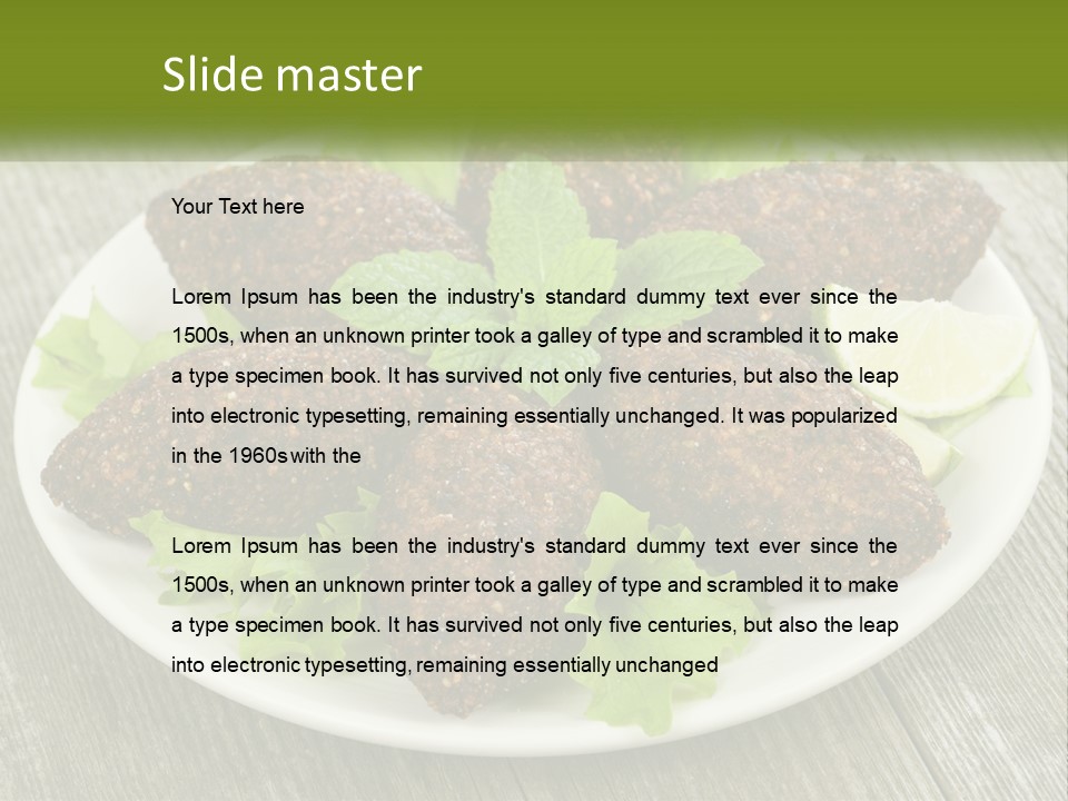 A Plate Of Food On A Wooden Table PowerPoint Template