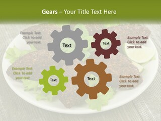 A Plate Of Food On A Wooden Table PowerPoint Template