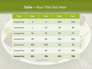 A Plate Of Food On A Wooden Table PowerPoint Template