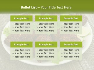 A Plate Of Food On A Wooden Table PowerPoint Template