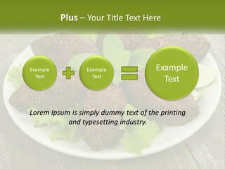 A Plate Of Food On A Wooden Table PowerPoint Template