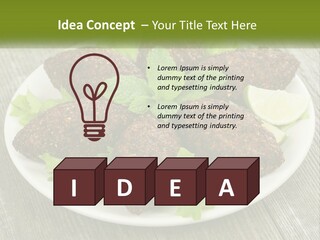 A Plate Of Food On A Wooden Table PowerPoint Template