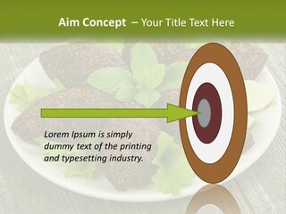 A Plate Of Food On A Wooden Table PowerPoint Template