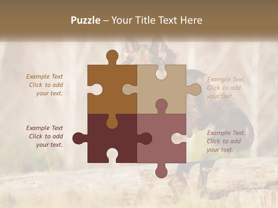 A Dog Jumping Over A Log In The Woods PowerPoint Template