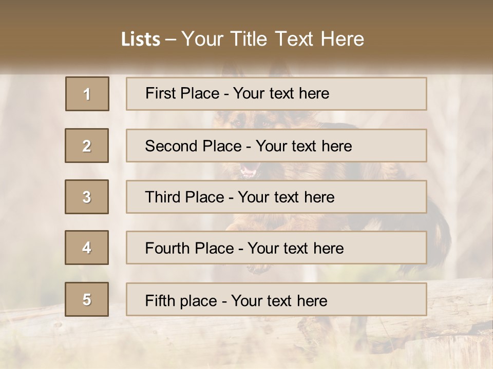 A Dog Jumping Over A Log In The Woods PowerPoint Template
