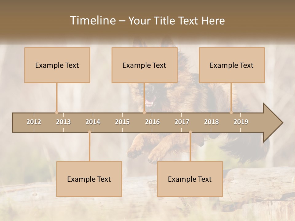 A Dog Jumping Over A Log In The Woods PowerPoint Template