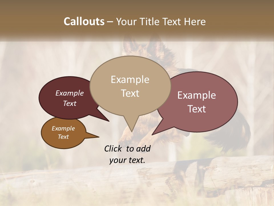 A Dog Jumping Over A Log In The Woods PowerPoint Template