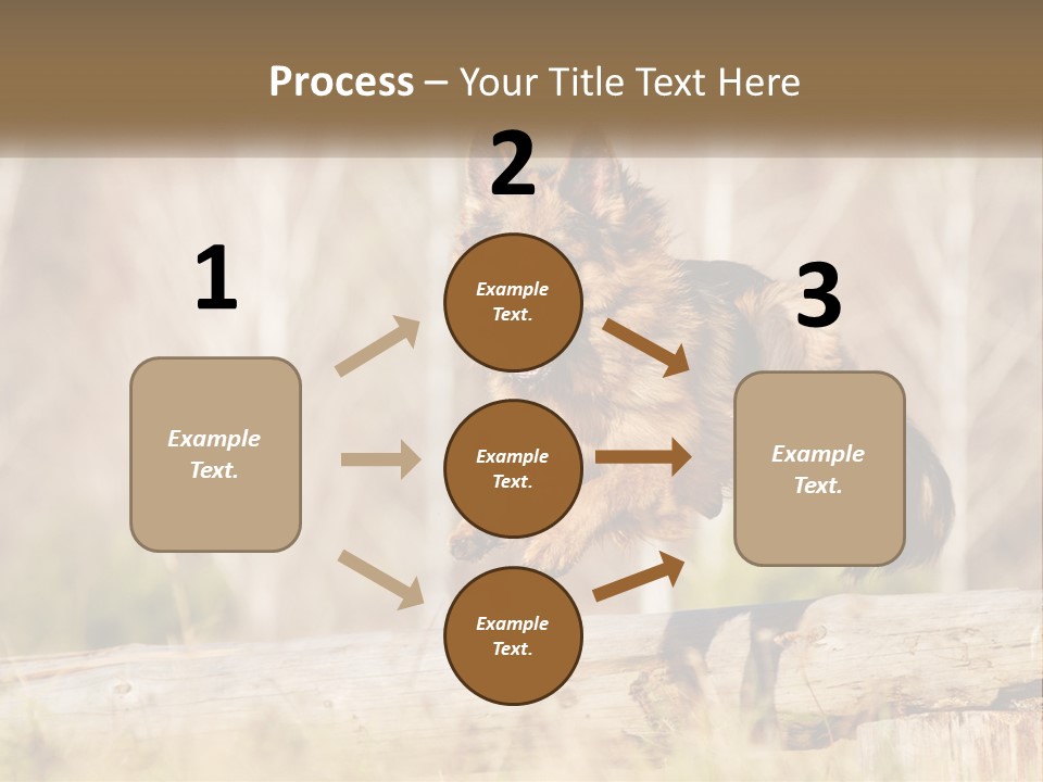 A Dog Jumping Over A Log In The Woods PowerPoint Template