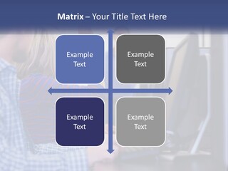 A Group Of People Standing Around A Computer Screen PowerPoint Template