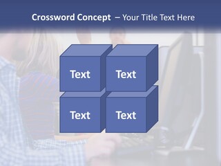 A Group Of People Standing Around A Computer Screen PowerPoint Template