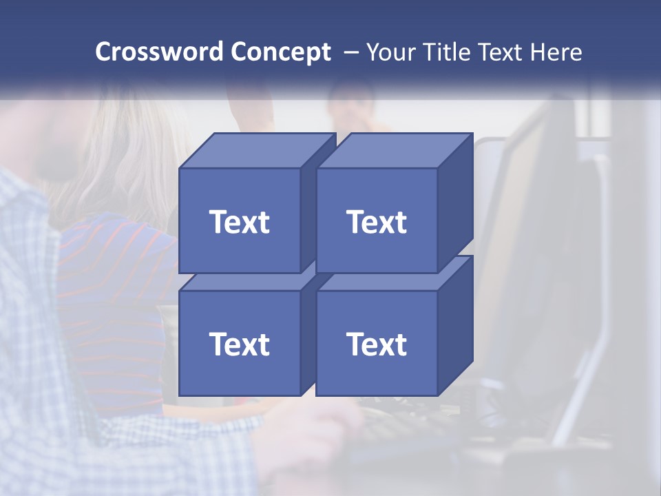 A Group Of People Standing Around A Computer Screen PowerPoint Template