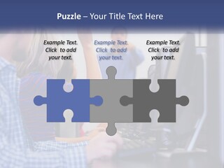 A Group Of People Standing Around A Computer Screen PowerPoint Template