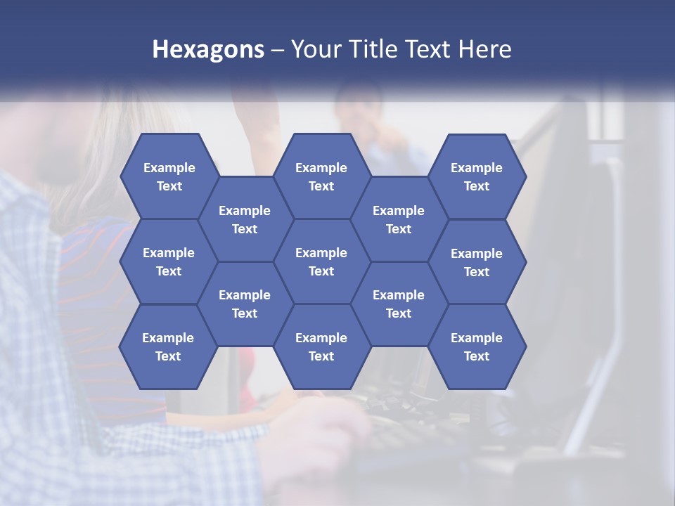 A Group Of People Standing Around A Computer Screen PowerPoint Template