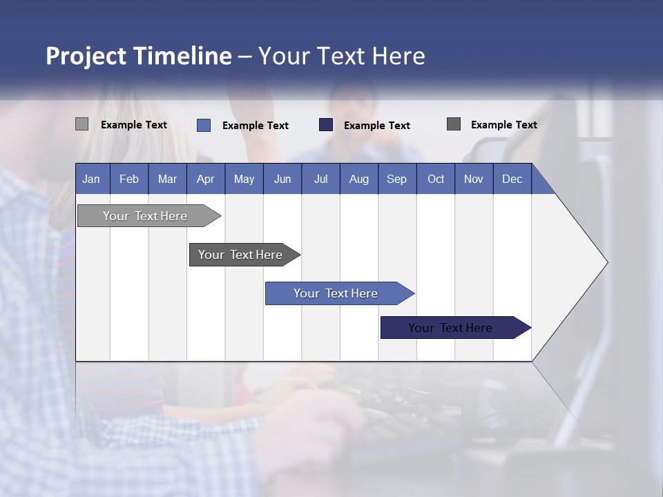 A Group Of People Standing Around A Computer Screen PowerPoint Template