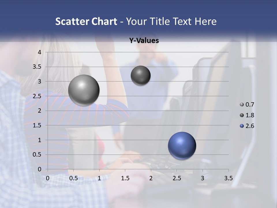 A Group Of People Standing Around A Computer Screen PowerPoint Template