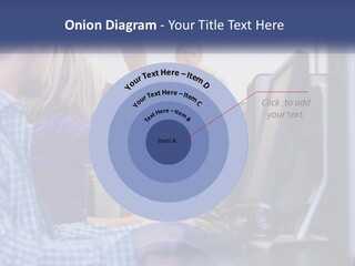 A Group Of People Standing Around A Computer Screen PowerPoint Template