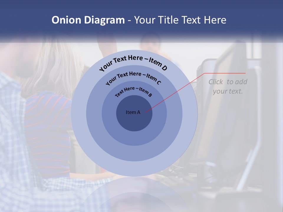 A Group Of People Standing Around A Computer Screen PowerPoint Template