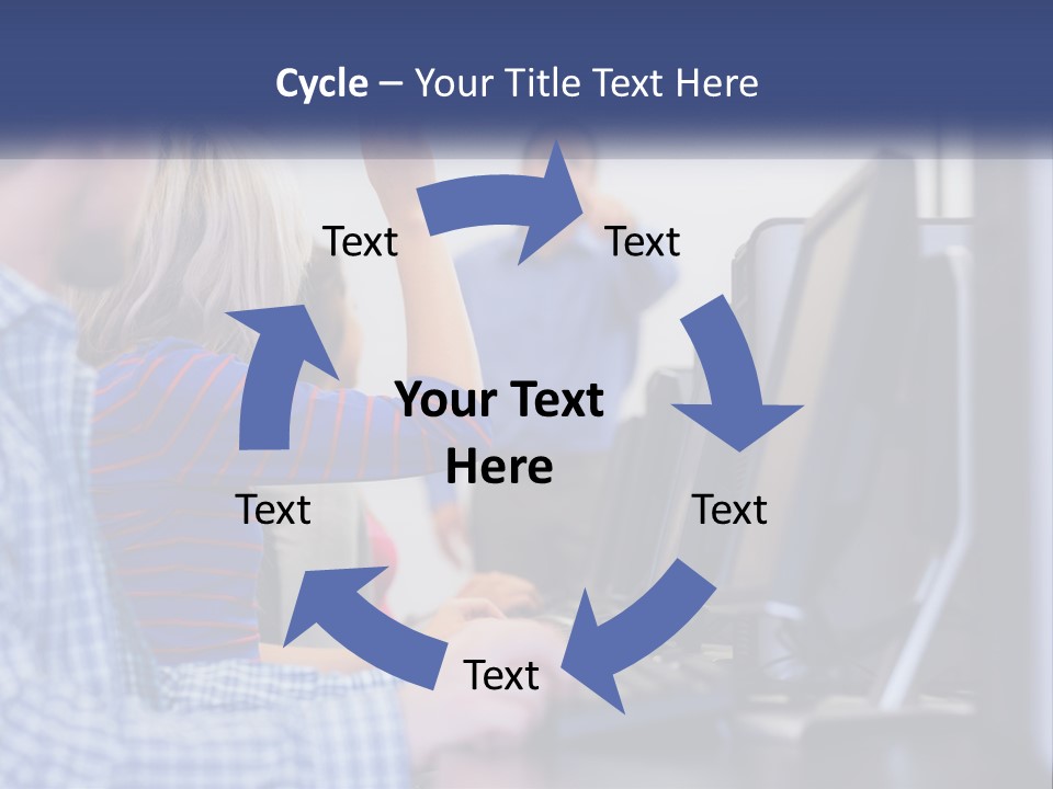 A Group Of People Standing Around A Computer Screen PowerPoint Template