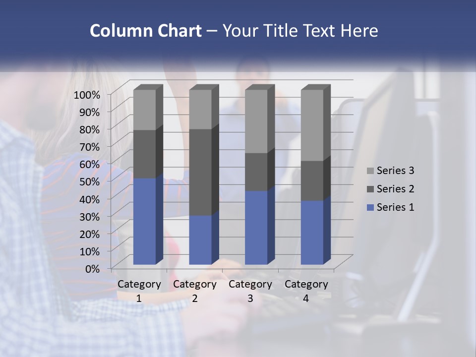 A Group Of People Standing Around A Computer Screen PowerPoint Template