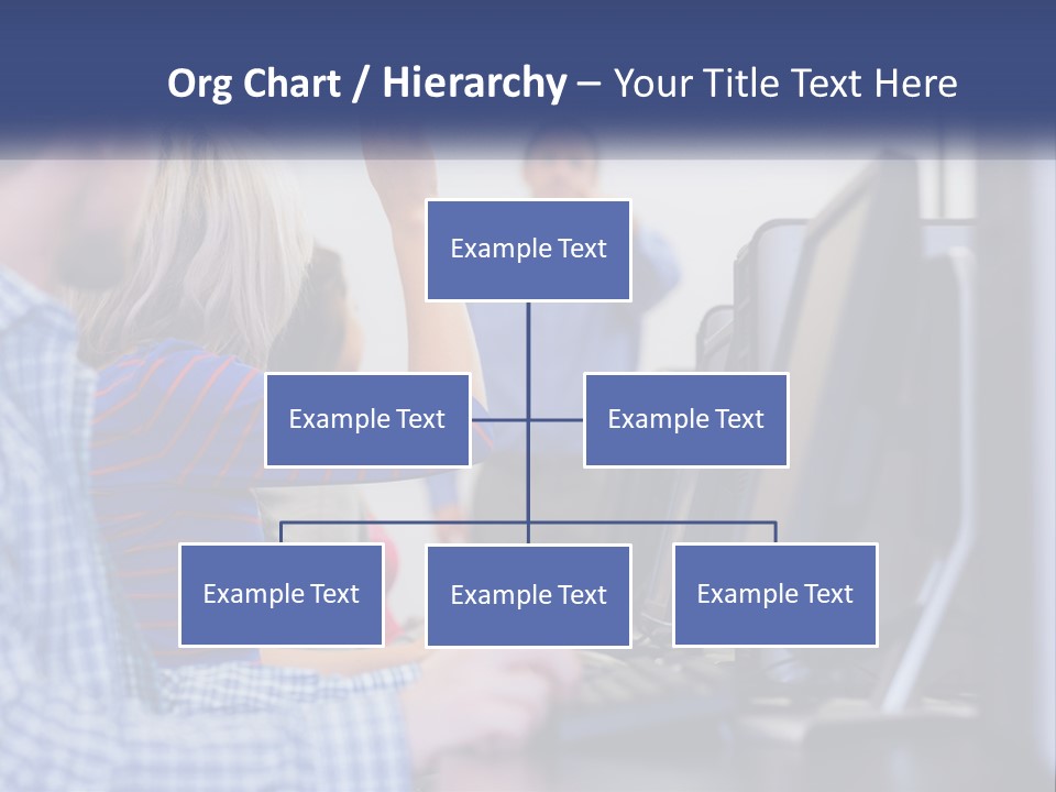 A Group Of People Standing Around A Computer Screen PowerPoint Template
