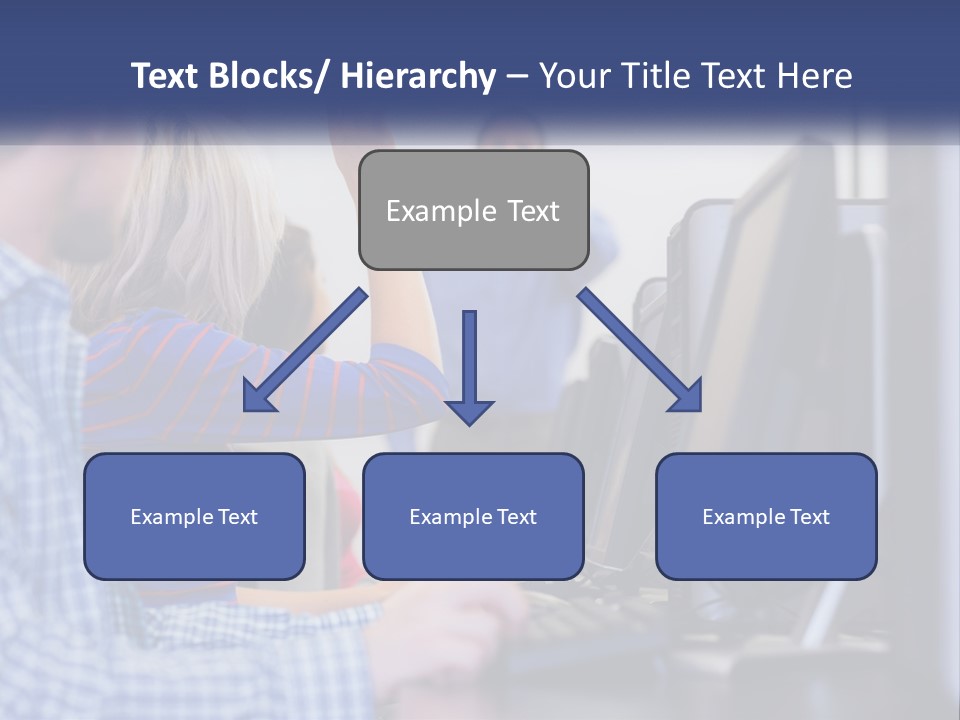 A Group Of People Standing Around A Computer Screen PowerPoint Template