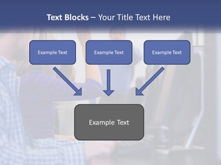 A Group Of People Standing Around A Computer Screen PowerPoint Template
