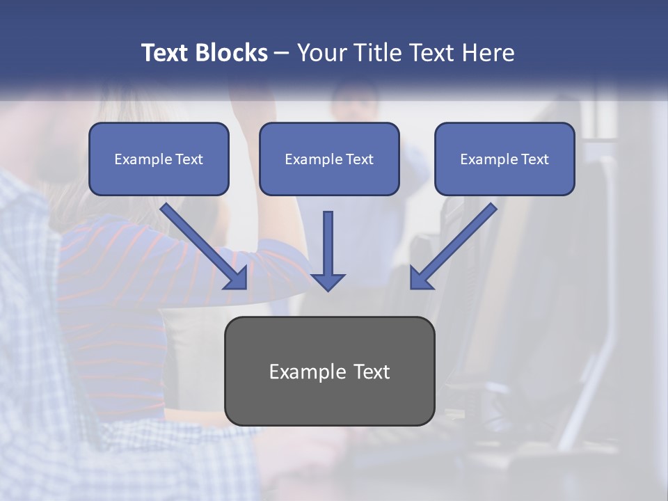 A Group Of People Standing Around A Computer Screen PowerPoint Template