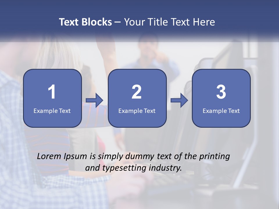 A Group Of People Standing Around A Computer Screen PowerPoint Template