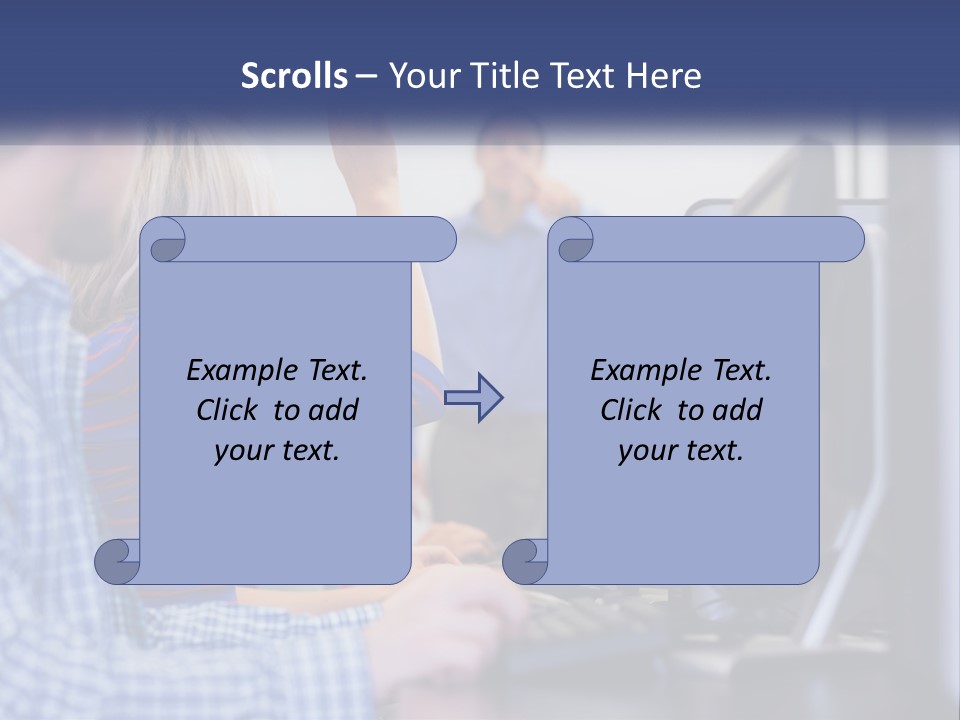 A Group Of People Standing Around A Computer Screen PowerPoint Template