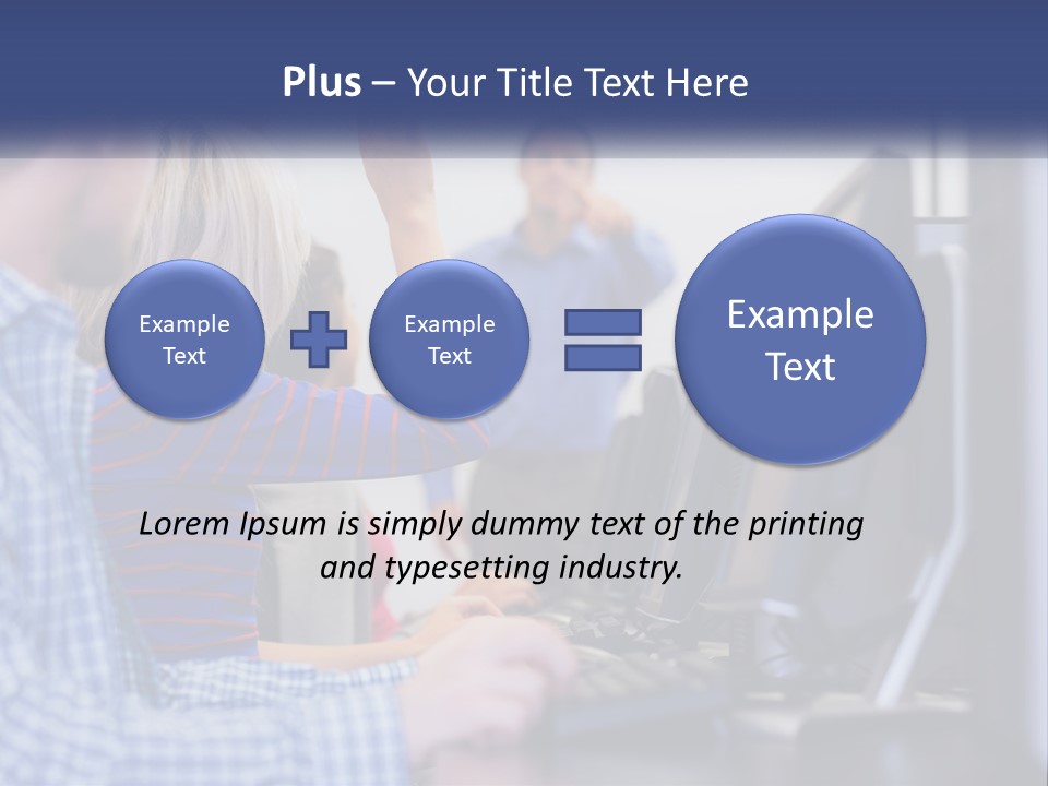 A Group Of People Standing Around A Computer Screen PowerPoint Template
