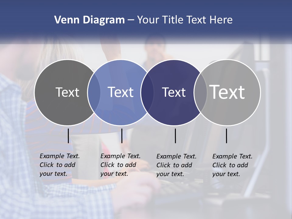 A Group Of People Standing Around A Computer Screen PowerPoint Template