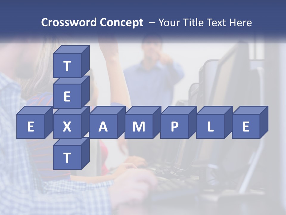 A Group Of People Standing Around A Computer Screen PowerPoint Template