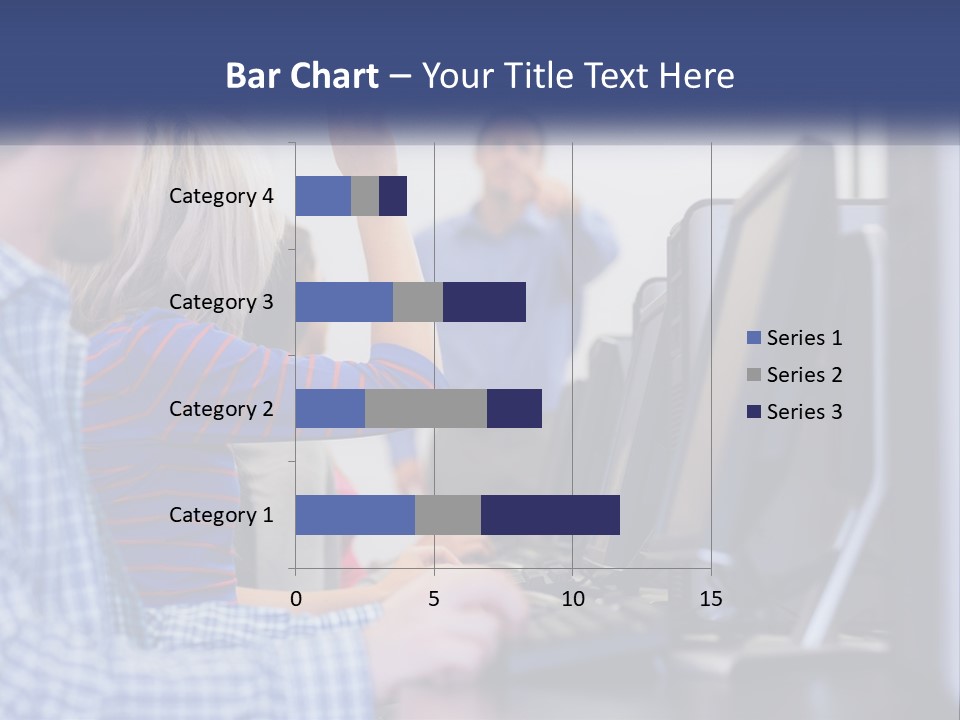 A Group Of People Standing Around A Computer Screen PowerPoint Template