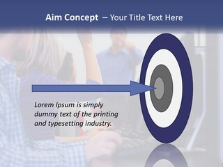 A Group Of People Standing Around A Computer Screen PowerPoint Template