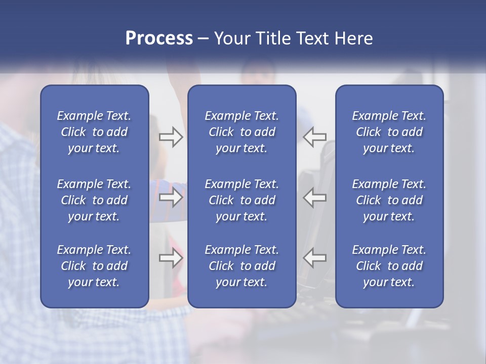 A Group Of People Standing Around A Computer Screen PowerPoint Template