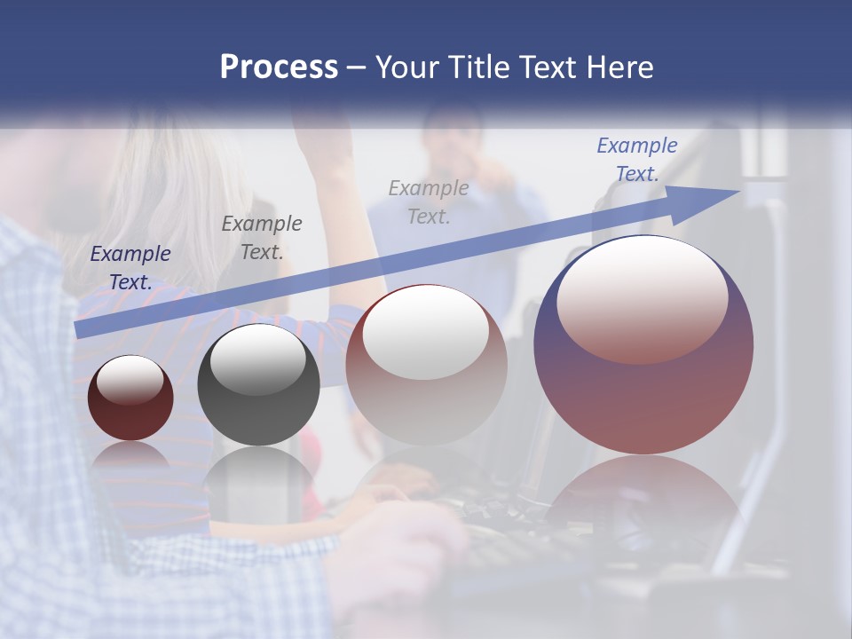 A Group Of People Standing Around A Computer Screen PowerPoint Template