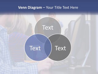 A Group Of People Standing Around A Computer Screen PowerPoint Template