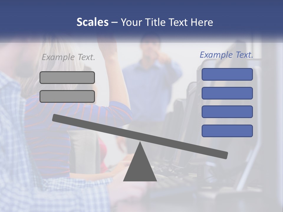 A Group Of People Standing Around A Computer Screen PowerPoint Template