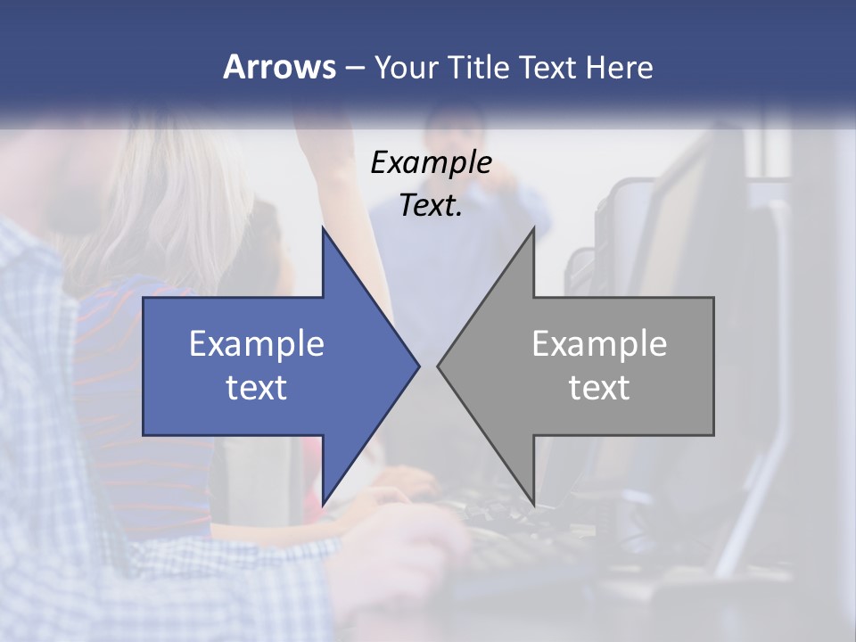 A Group Of People Standing Around A Computer Screen PowerPoint Template