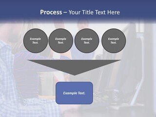 A Group Of People Standing Around A Computer Screen PowerPoint Template