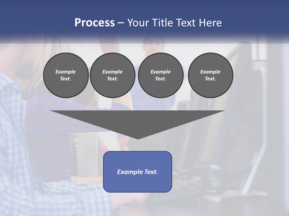 A Group Of People Standing Around A Computer Screen PowerPoint Template