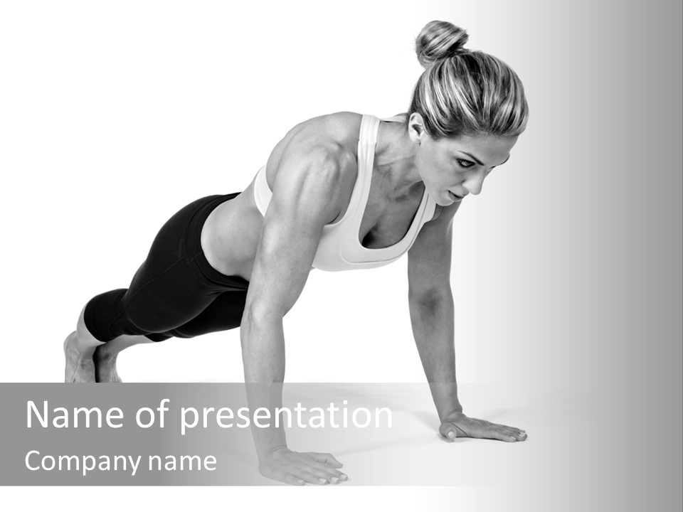A Woman Doing A Push Up On A White Background PowerPoint Template