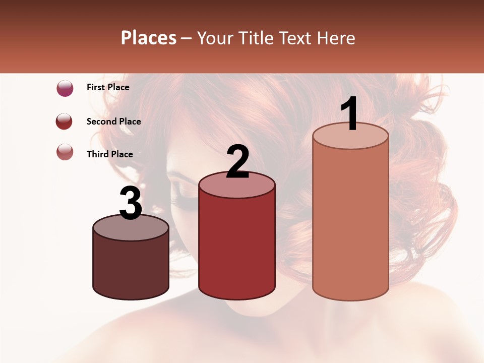 A Woman With Red Hair Is Looking Down PowerPoint Template