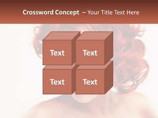 A Woman With Red Hair Is Looking Down PowerPoint Template